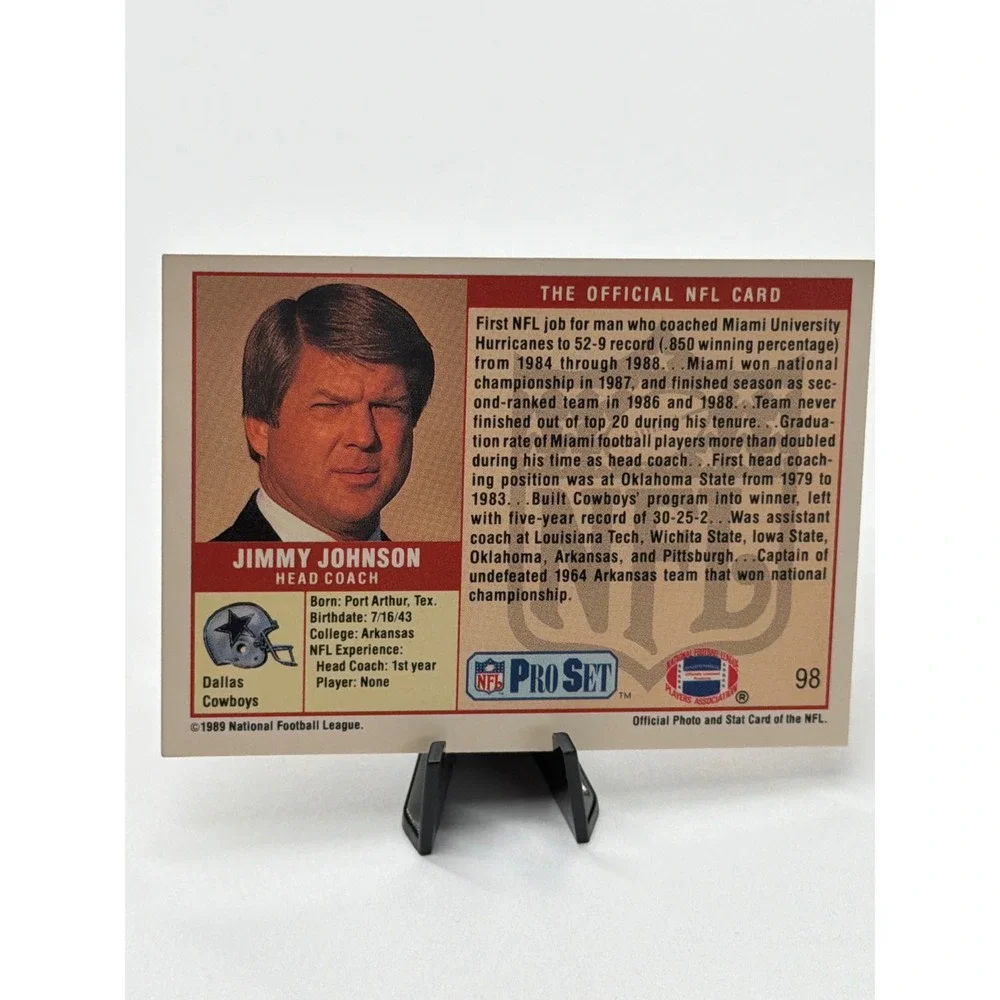 1989 Pro Set Jimmy Johnson Dallas Cowboys Head Coach Football Card 98‎
